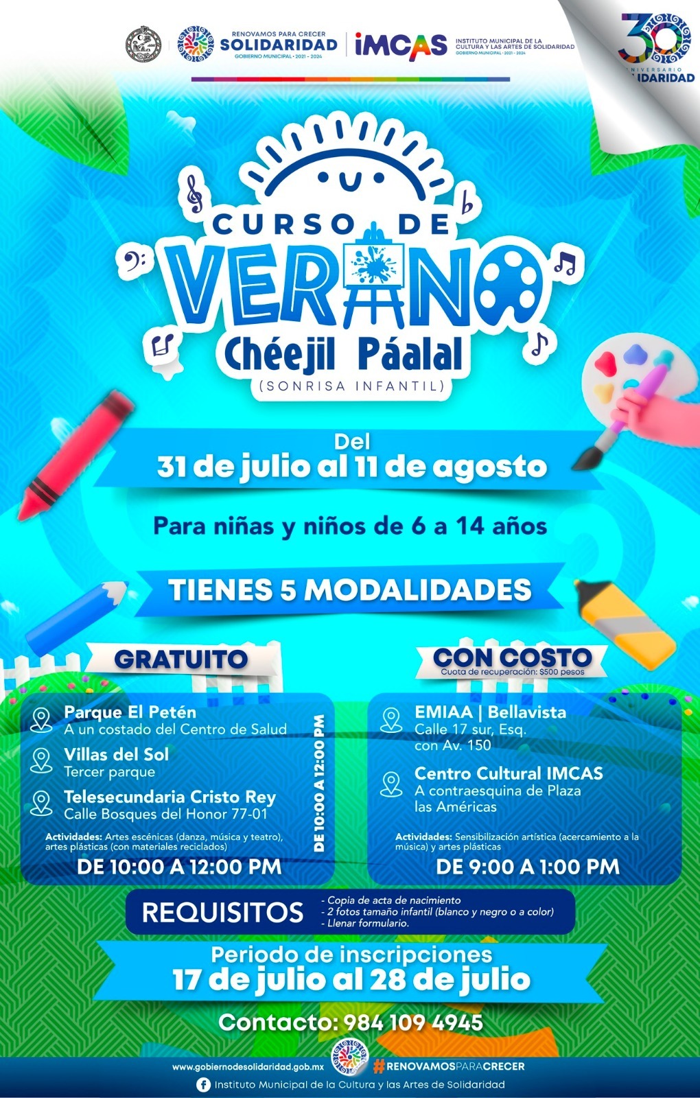 Curso de verano cultural Chéejil Páalal abre inscripciones – H. Ayuntamiento de Solidaridad