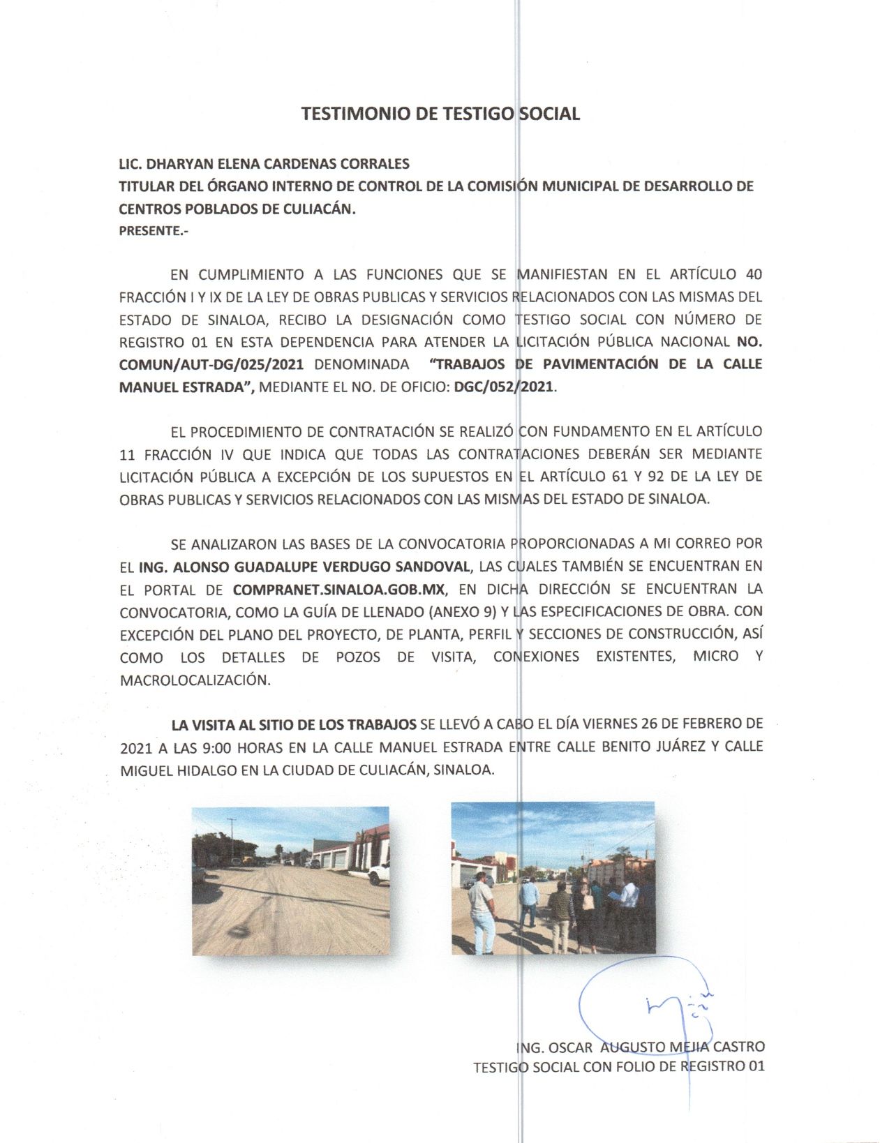 Testimonios de Testigos Sociales