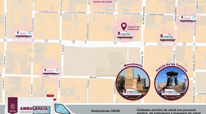 Ubica las ambulancias y unidades médicas instaladas en el Centro por fiestas patrias