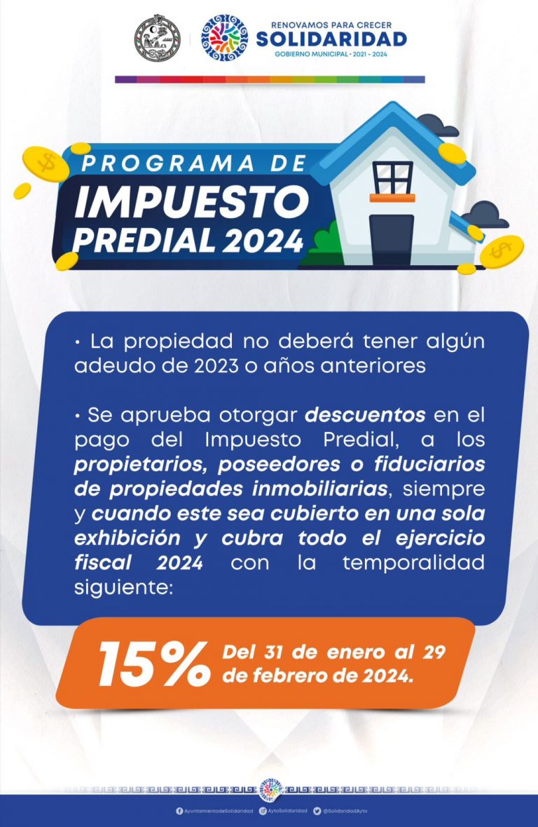 Últimos días para aprovechar incentivos fiscales – H. Ayuntamiento de Solidaridad